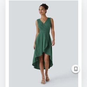 HALARA Green High Low Dress Small